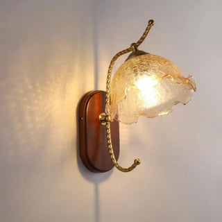 Unique Curved Arm Walnut Dome Metal Wall Sconce Zawala Image - 8