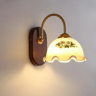 Unique Curved Arm Walnut Dome Metal Wall Sconce Zawala Image - 9