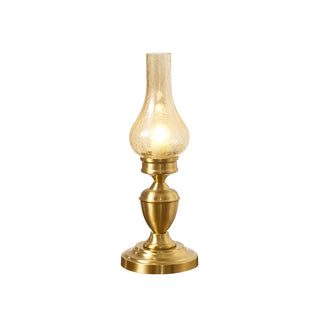 Vintage Glass Shade Candlestick Brass Base Table Lamp Zawala Image - 12