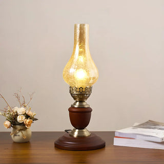 Vintage Glass Shade Candlestick Brass Base Table Lamp Zawala Image - 2