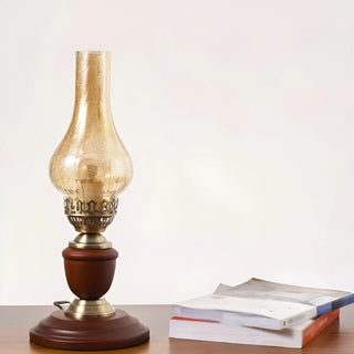 Vintage Glass Shade Candlestick Brass Base Table Lamp Zawala Image - 3
