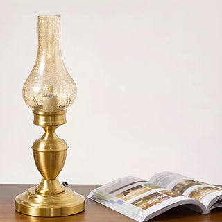 Vintage Glass Shade Candlestick Brass Base Table Lamp Zawala Image - 4