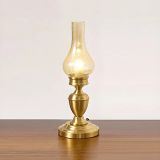 Vintage Glass Shade Candlestick Brass Base Table Lamp Zawala Image - 5