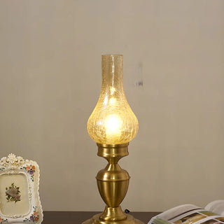 Vintage Glass Shade Candlestick Brass Base Table Lamp Zawala Image - 6
