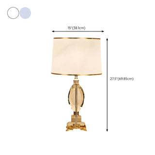 Elegant Blue Barrel Lampshade Crystal Base Table Lamp Zawala Image - 14