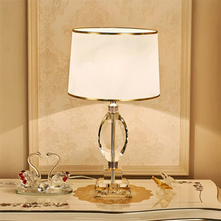 Elegant Blue Barrel Lampshade Crystal Base Table Lamp Zawala Image - 2