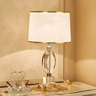 Elegant Blue Barrel Lampshade Crystal Base Table Lamp Zawala Image - 3
