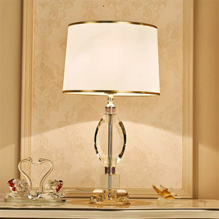 Elegant Blue Barrel Lampshade Crystal Base Table Lamp Zawala Image - 6