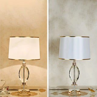 Elegant Blue Barrel Lampshade Crystal Base Table Lamp Zawala Image - 8