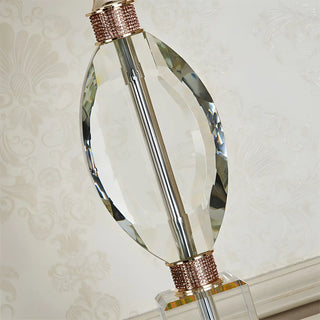 Elegant Blue Barrel Lampshade Crystal Base Table Lamp Zawala Image - 9