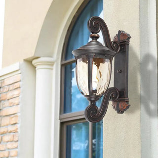 Vintage Bronze Curved Metal Exterior Wall Lantern Light Zawala Image - 2