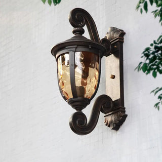 Vintage Bronze Curved Metal Exterior Wall Lantern Light Zawala Image - 5