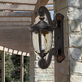 Vintage Bronze Curved Metal Exterior Wall Lantern Light Zawala Image - 6