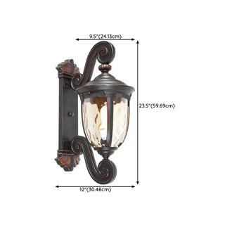Vintage Bronze Curved Metal Exterior Wall Lantern Light Zawala #size