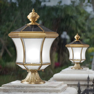 Vintage Elegant Gold Finish Lantern Outdoor Post Lamp Zawala Image - 1