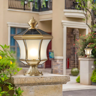 Vintage Elegant Gold Finish Lantern Outdoor Post Lamp Zawala Image - 11