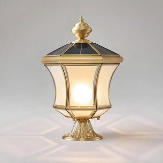 Vintage Elegant Gold Finish Lantern Outdoor Post Lamp Zawala Image - 2