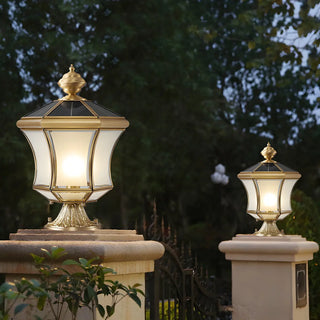 Vintage Elegant Gold Finish Lantern Outdoor Post Lamp Zawala Image - 3