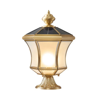 Vintage Elegant Gold Finish Lantern Outdoor Post Lamp Zawala Image - 6