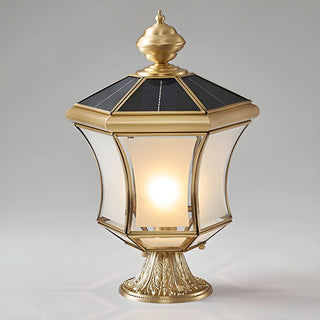 Vintage Elegant Gold Finish Lantern Outdoor Post Lamp Zawala Image - 7
