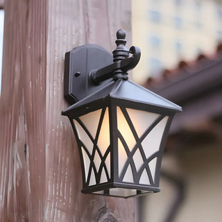 Traditional Square Glass Exterior Dark Coffee Wall Light Zawala Image - 1