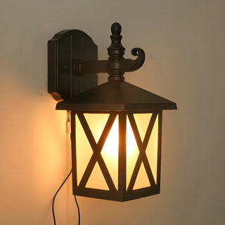 Traditional Square Glass Exterior Dark Coffee Wall Light Zawala Image - 3