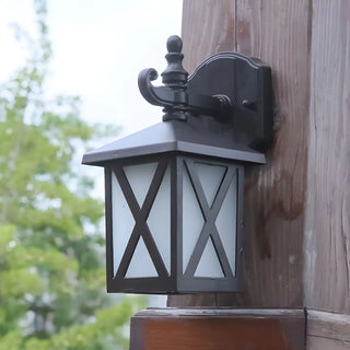 Traditional Square Glass Exterior Dark Coffee Wall Light Zawala Image - 4