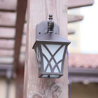 Traditional Square Glass Exterior Dark Coffee Wall Light Zawala Image - 6