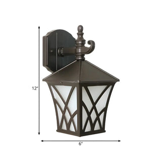 Traditional Square Glass Exterior Dark Coffee Wall Light Zawala #size