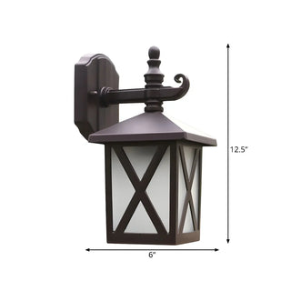 Traditional Square Glass Exterior Dark Coffee Wall Light Zawala Image - 9