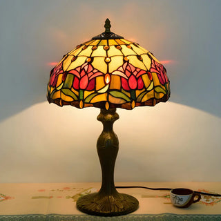 Elegant Tiffany Stained Glass Dome Decor Table Lamp Zawala Image - 9