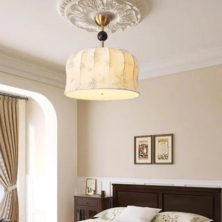 ZOWALA - Vintage Floral Fabric Ceiling Light, Beige, Bedroom Image - 1