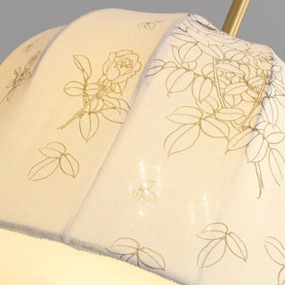 ZOWALA - Vintage Floral Fabric Ceiling Light, Beige, Bedroom Image - 10