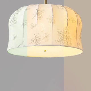 ZOWALA - Vintage Floral Fabric Ceiling Light, Beige, Bedroom Image - 11