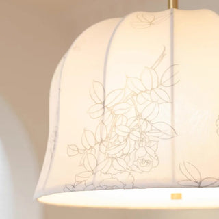 ZOWALA - Vintage Floral Fabric Ceiling Light, Beige, Bedroom Image - 12