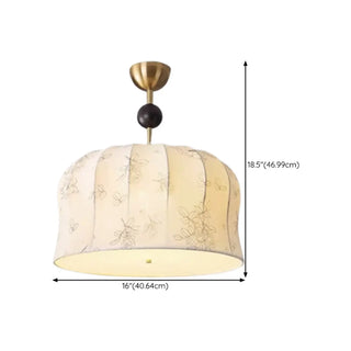 ZOWALA - Vintage Floral Fabric Ceiling Light, Beige, Bedroom #size
