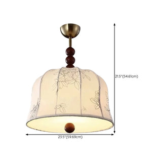 ZOWALA - Vintage Floral Fabric Ceiling Light, Beige, Bedroom Image - 17