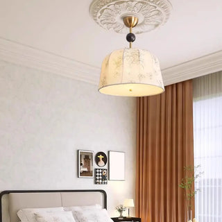 ZOWALA - Vintage Floral Fabric Ceiling Light, Beige, Bedroom Image - 2