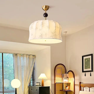ZOWALA - Vintage Floral Fabric Ceiling Light, Beige, Bedroom Image - 3