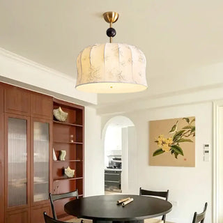 ZOWALA - Vintage Floral Fabric Ceiling Light, Beige, Bedroom Image - 4