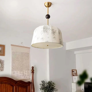 ZOWALA - Vintage Floral Fabric Ceiling Light, Beige, Bedroom Image - 5