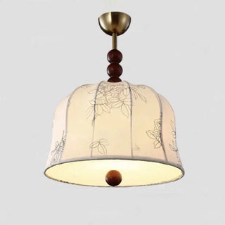 ZOWALA - Vintage Floral Fabric Ceiling Light, Beige, Bedroom Image - 7