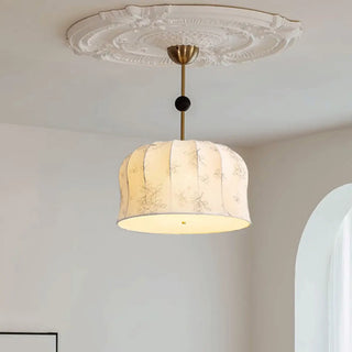 ZOWALA - Vintage Floral Fabric Ceiling Light, Beige, Bedroom Image - 8