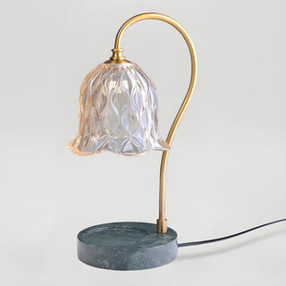 Vintage Simple Glass Dome Flower Bedside Table Lamp Zawala Image - 10