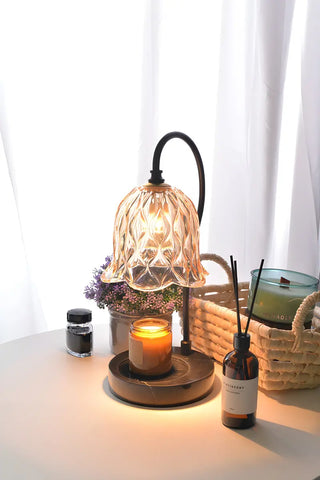 Vintage Simple Glass Dome Flower Bedside Table Lamp Zawala Image - 7