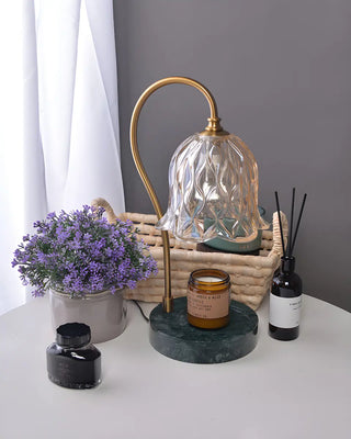 Vintage Simple Glass Dome Flower Bedside Table Lamp Zawala Image - 8