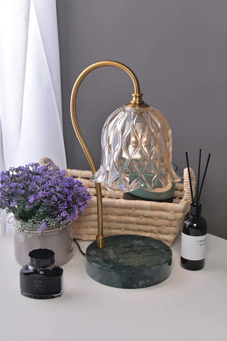 Vintage Simple Glass Dome Flower Bedside Table Lamp Zawala Image - 9