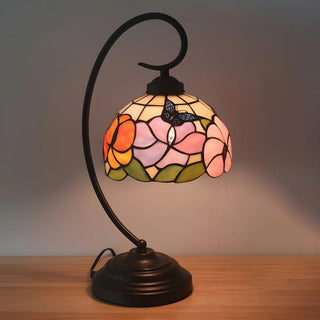 Tiffany Gooseneck Butterfly Stained Glass Desk Lamp Zawala Image - 1