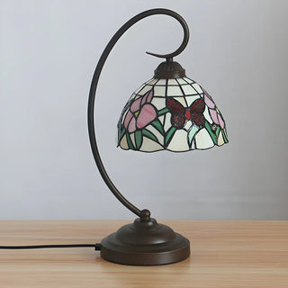 Tiffany Gooseneck Butterfly Stained Glass Desk Lamp Zawala Image - 4