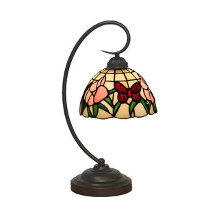 Tiffany Gooseneck Butterfly Stained Glass Desk Lamp Zawala Image - 5